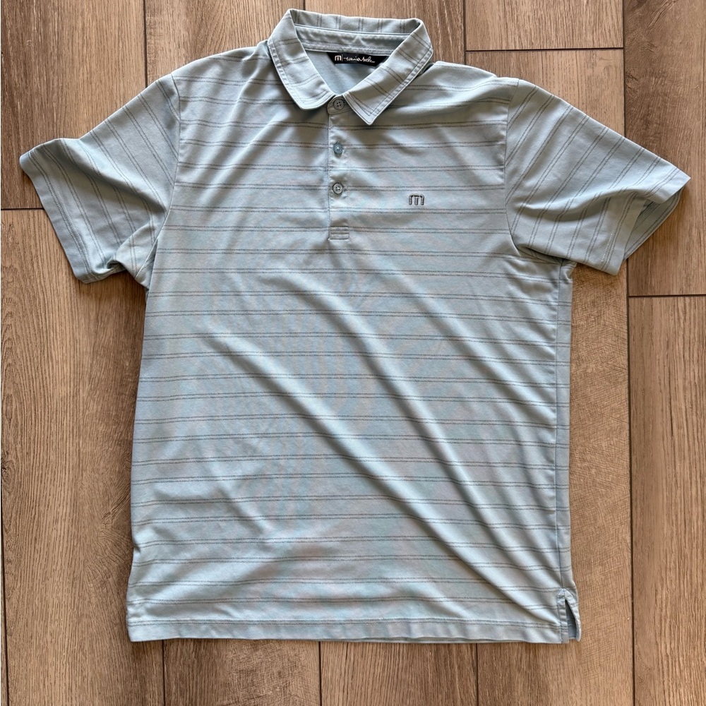 Travis Mathew Men’s Large Light Blue Polo Shirt Classic Design